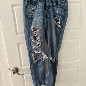 American Eagle Outfitters Distressed Blue Straight Leg Jeans